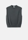 Mango Knitted Waistcoat With Seam Detail Charcoal In Gray