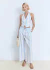Mango Striped Halter Vest Sky Blue