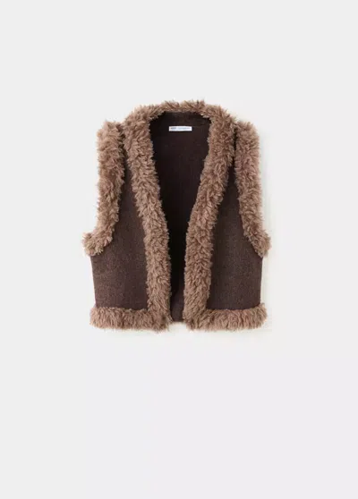 Mango Gilet Imitation Mouton In Brown