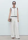 Mango Knitted Vest With Contrast Detail In Sand