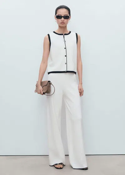 Mango Knitted Vest With Contrast Detail In Sand