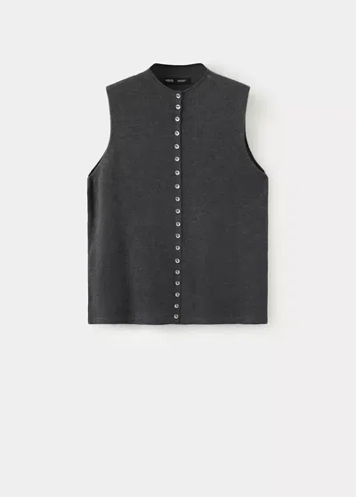 Mango Gilet Maille Fine Boutons In Blue