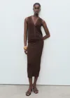 Mango Fine-knit Gilet In Brown