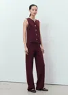 Mango Fine-knit Gilet In Burgundy