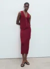 Mango Fine-knit Gilet In Burgundy