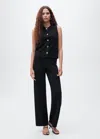 Mango Fine-knit Gilet In Black