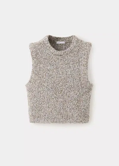 Mango Kids' Gilet Maille Torsadée In Café