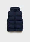 Mango Kids' Quilted Gilet With Hood In Blue