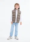 Mango Quilted Gilet With Hood In Neutral