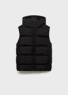 Mango Kids' Quilted Gilet With Hood In Black