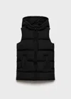 Mango Quilted Gilet With Hood In Black