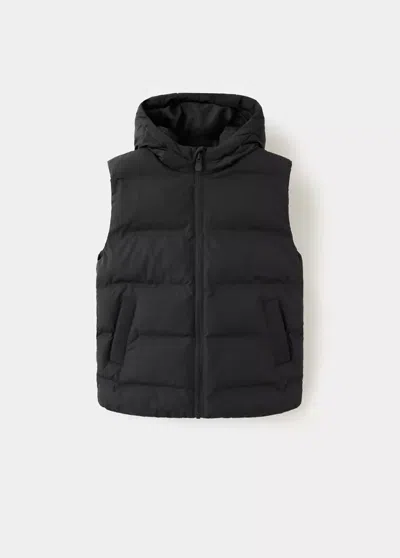 Mango Kids' Gilet Matelassé À Capuche In Noir