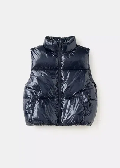 Mango Kids' Gilet Matelassé Brillant In Bleu Marine