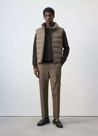 Mango Gilet Matelassé En Duvet Déperlant In Marron Moyen