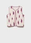 Mango Printed Quilted Vest In Pink