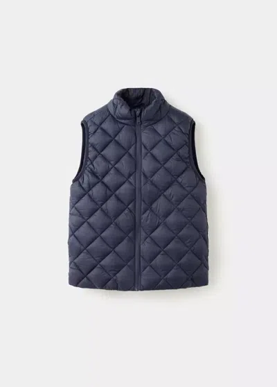 Mango Kids' Gilet Matelassé Losanges In Blue