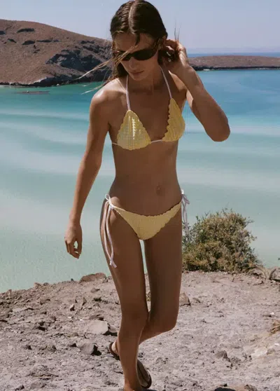 Mango Gingham Bikini Top In Yellow