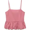 Mango Gingham Bubble Camisole In Pink