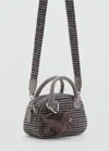 Mango Gingham Check Bag Wine In Burgundy