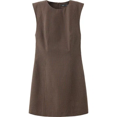 Mango Gingham Check Cottoned Minidress In Brown
