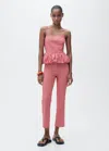 Mango Top À Carreaux Vichy Et Volants Rouge - Femme - S -  In Pink