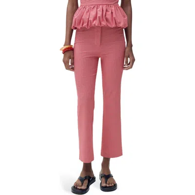 Mango Gingham Crop Pants In Pink