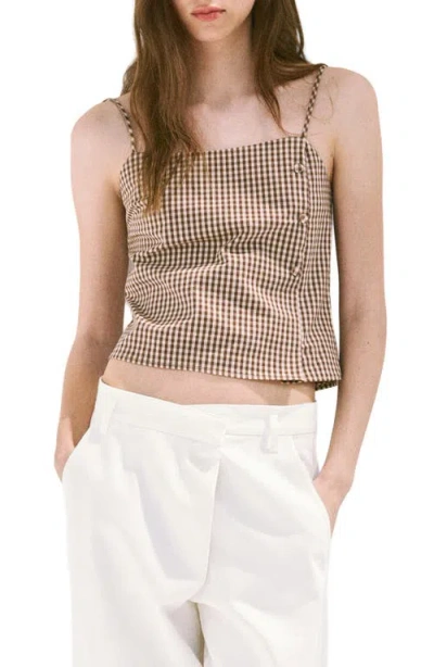 Mango Gingham Print Crop Camisole In Multi