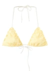 Mango Gingham Scalloped Triangle Bikini Top In Yellow