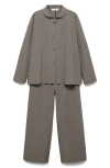 Mango Gingham Stretch Cotton Pajamas In Gray
