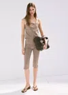 Mango Gingham Top With Buttons In Brown