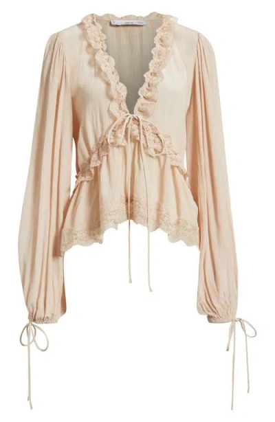 Mango Glicine Lace Trim Top In Pink