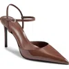 Mango Glitty Ankle Strap Pump In Brown