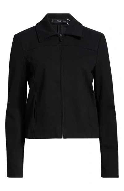 Mango Goa Crop Jacket In Black
