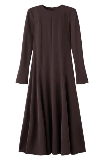 Mango Godet Long Sleeve Maxi Dress In Brown