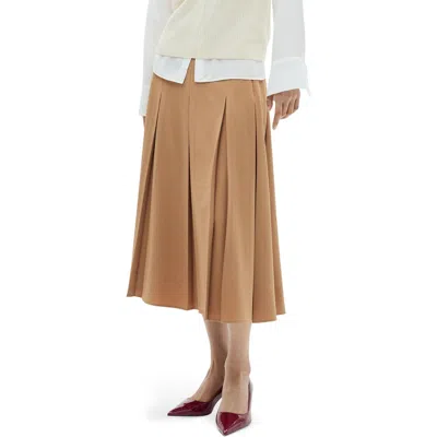 Mango Godet Midi Skirt In Marron Moyen
