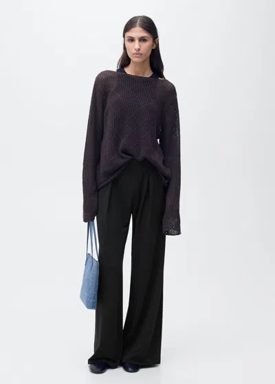 Mango Godet Palazzo Pants Black