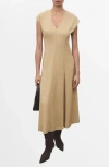 Mango Godet Pleat Dress In Brown