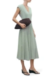 Mango Godet Pleat Dress In Green