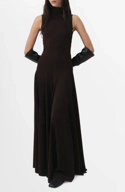 Mango Godet Dress With Back Opening Brown In Black