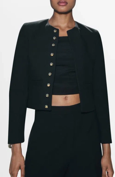 Mango Grace Crop Jacket In Green