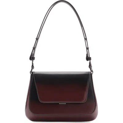 Mango Gradient Flap Faux Leather Shoulder Bag In Burgundy