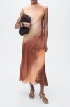 Mango Gradient Pattern A-line Dress In Brown