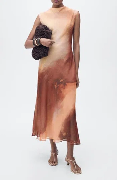 Mango Gradient Pattern A-line Dress In Brown