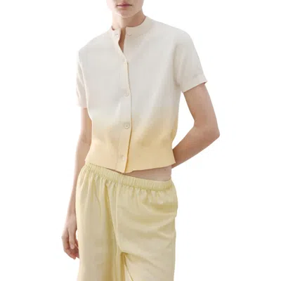 Mango Gradient Short Sleeve Cotton Cardigan In Neutral
