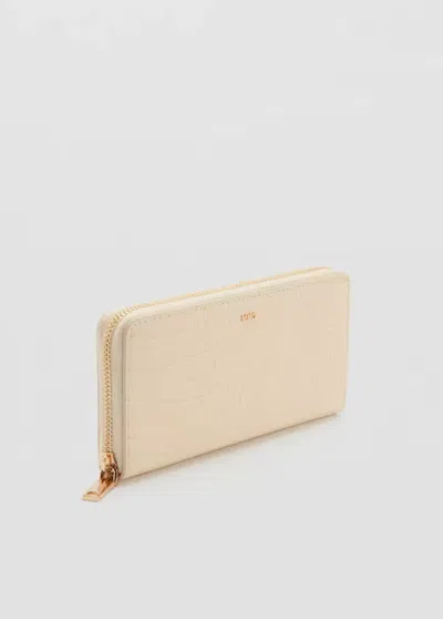 Mango Grand Portefeuille Effet Croco In Neutral