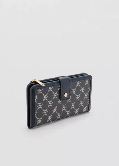 Mango Grand Portefeuille Imprimé Logo In Blue