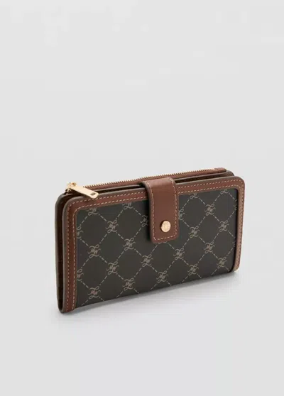 Mango Grand Portefeuille Imprimé Logo In Brown