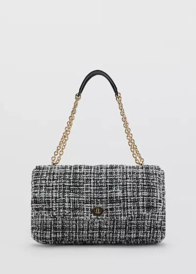 Mango Grand Sac En Tweed In Noir