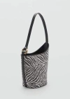 Mango Large Zebra-print Bucket Bag Black In Noir