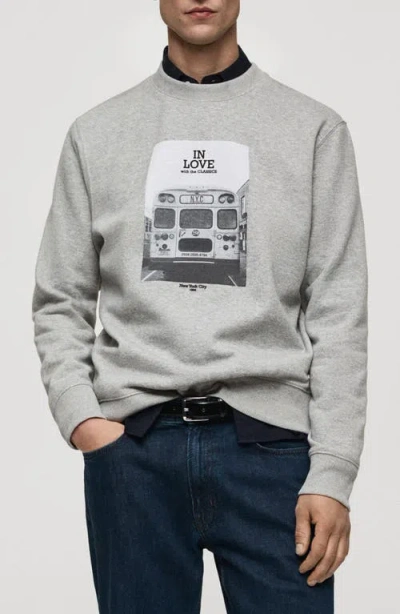 Mango Graphic Sweatshirt In Dark Heather Gray